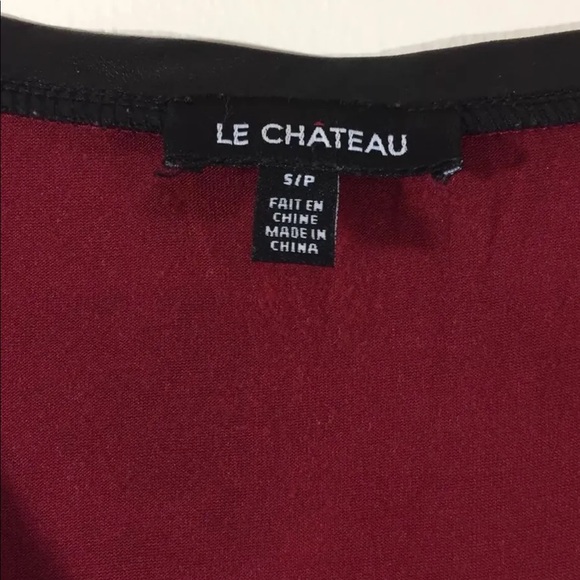 Le Chateau Women Long Sleeve T- Shirt V Neck Small Leather Piping - Picture 3 of 11